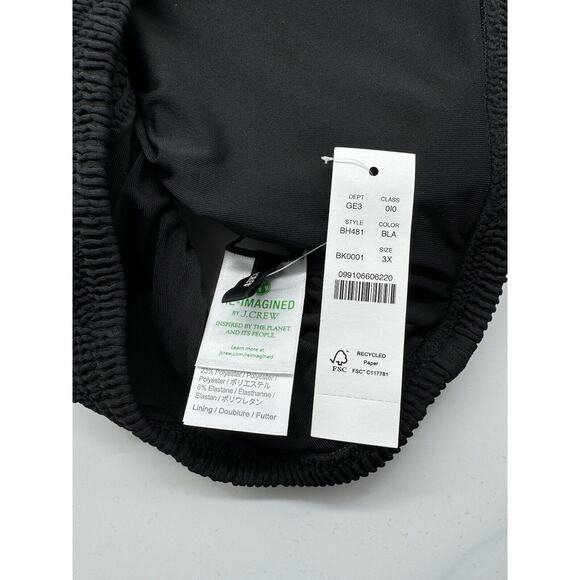 NWT J. Crew Scrunchie Knotted Scoop Neck Black Textured Bikini Top Sz 3X - Picture 8 of 9